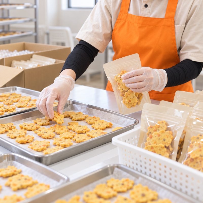 ペットのおやつを製造する様子